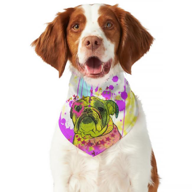 Hunde-Bandana Cindy - Popart Hundedesign, 100 % Polyester, 70x30 cm, verstellbar, waschbar
